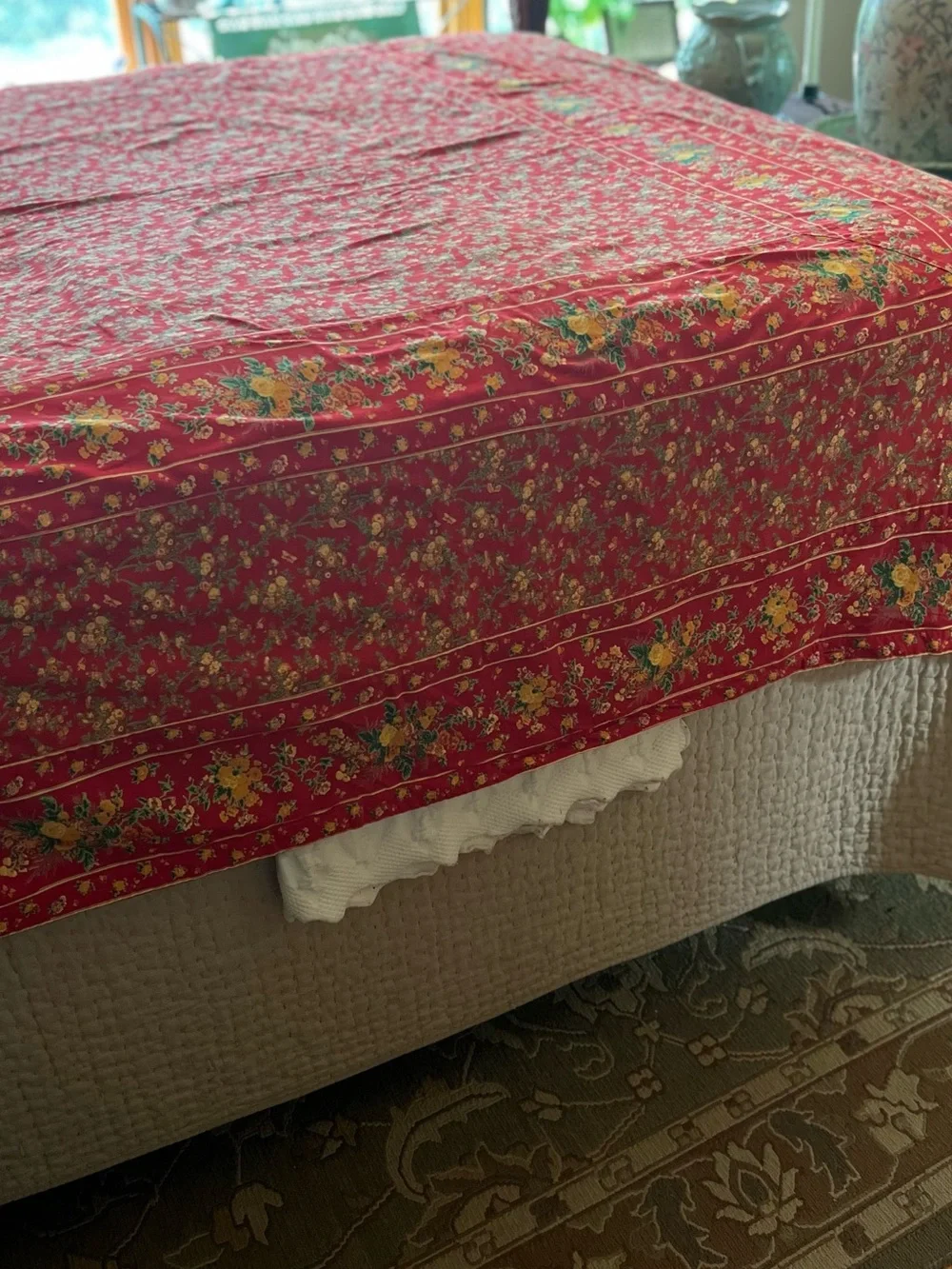 Sunflower Floral Tablecloth - Warm Red & Yellow
